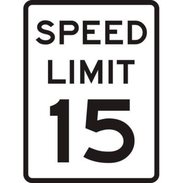 Brady Brady Speed Limit 15, HIP Reflective Speed Limit Sign, Aluminum, 18inW x 24inH 94212